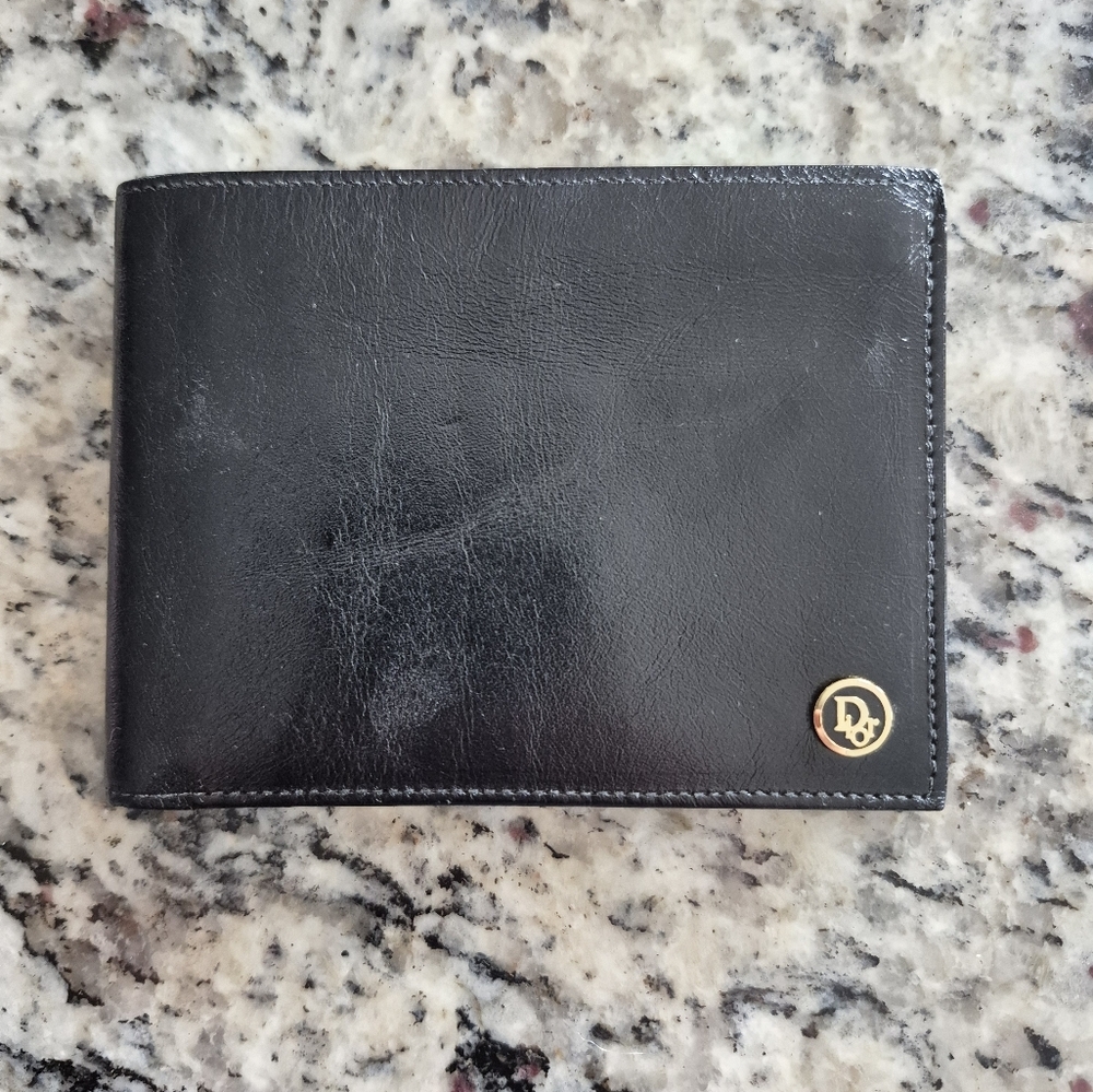 DIOR Vintage Black Leather Bi-Fold Wallet